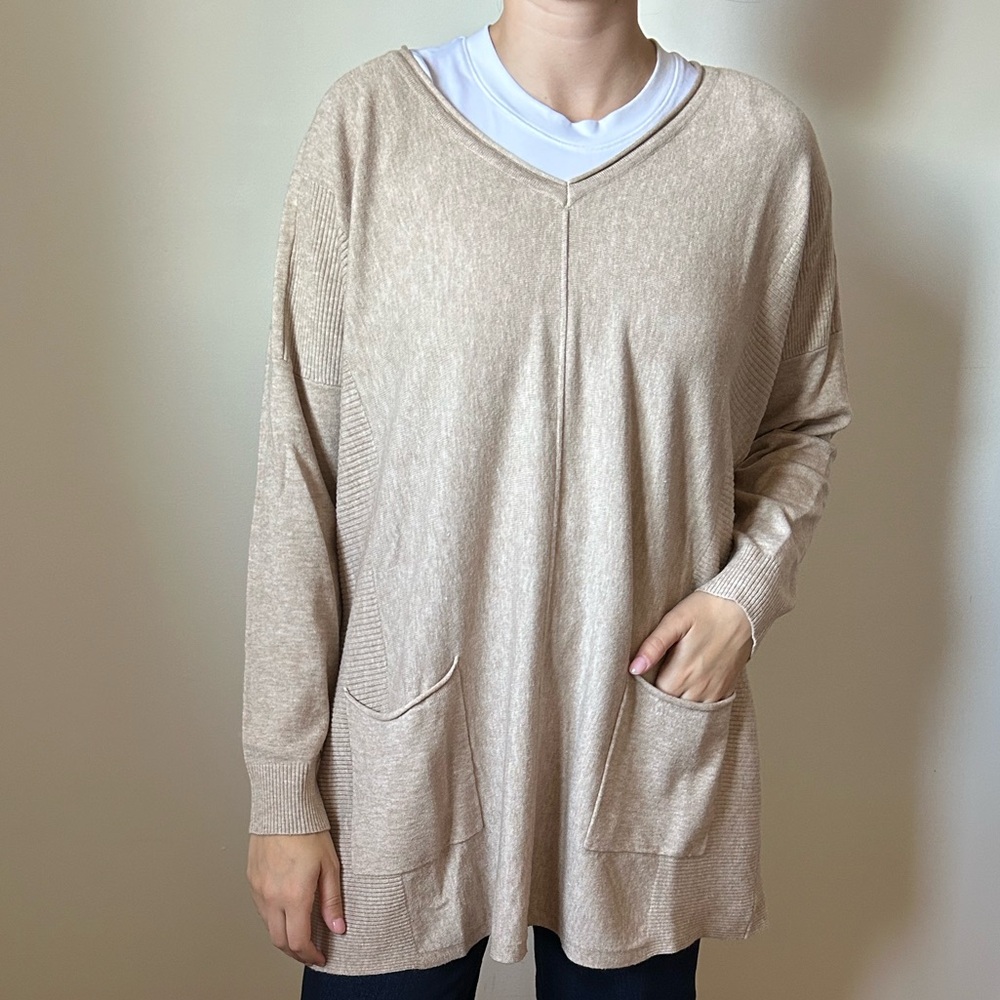 NWOT Heather Taupe Fine-Knit Sweater